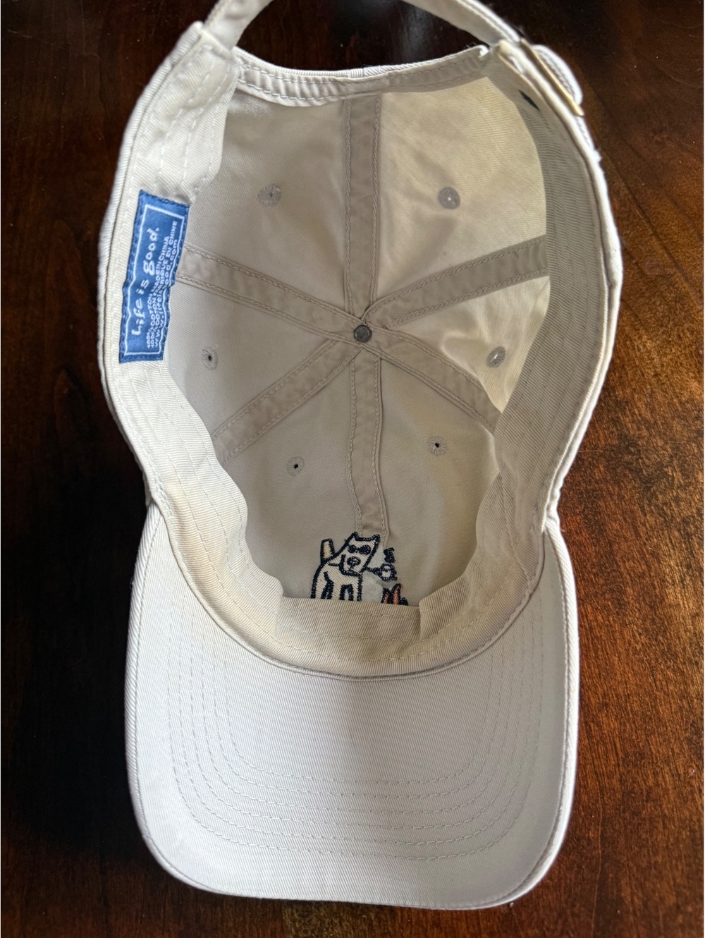 Life is Good Beige Adjustable Cap with Dog and Campfire Embroidery - Picture 4 of 6